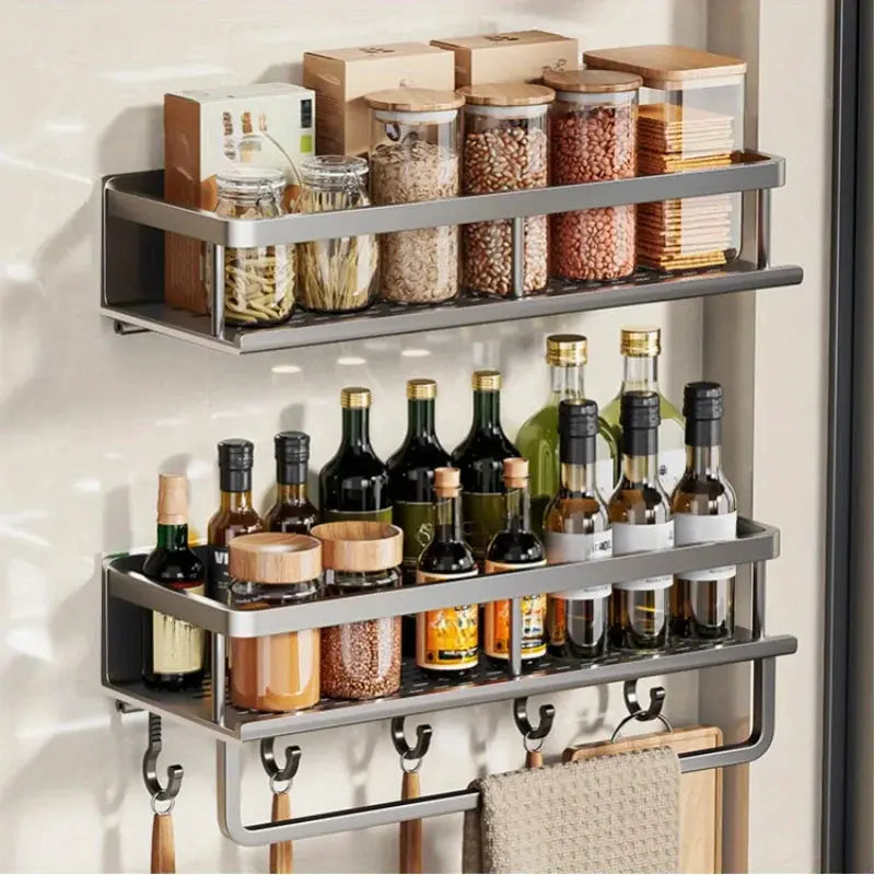 Black Wall-mounted Kitchen Shelves theluxeloft