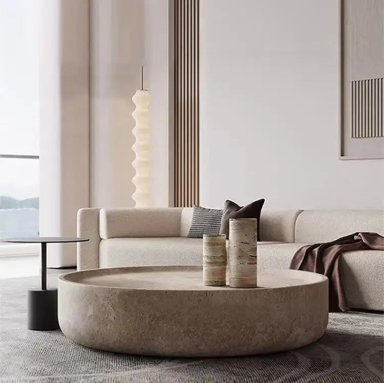 Wabi Sand wind travertine coffee table The Luxe Loft